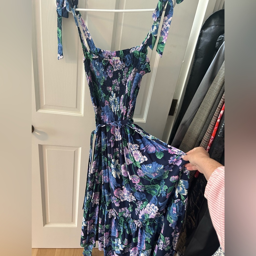 J.Crew Blue and Purple Floral Midi Dress